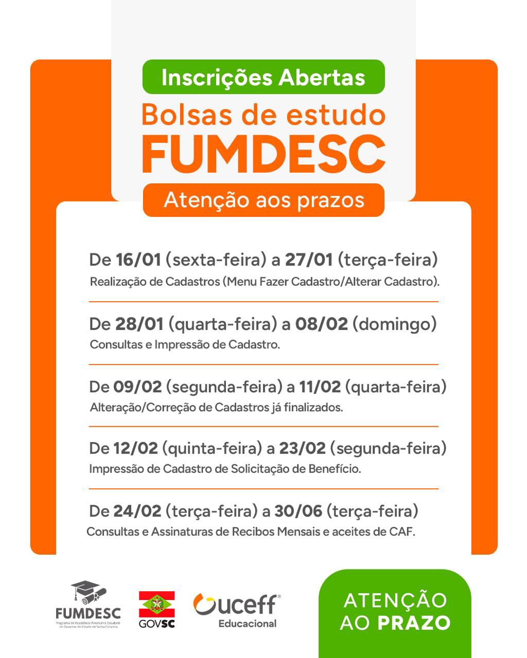 Inscrições Fumdesc 2026